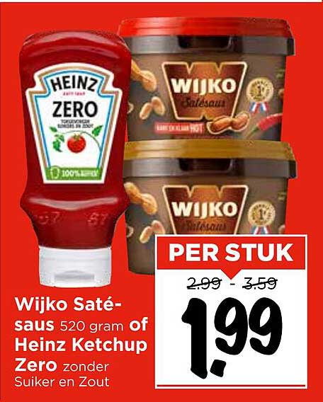 Wijko Satésaus of Heinz Ketchup Zero