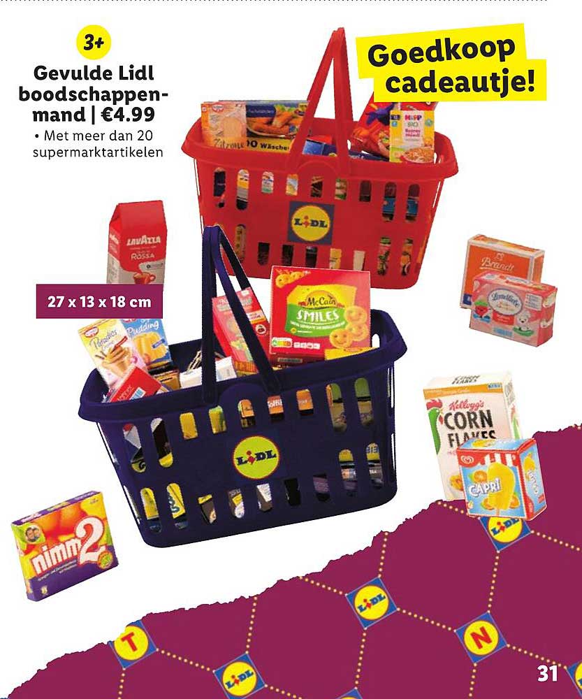 Gevulde Lidl boodschappenenmand