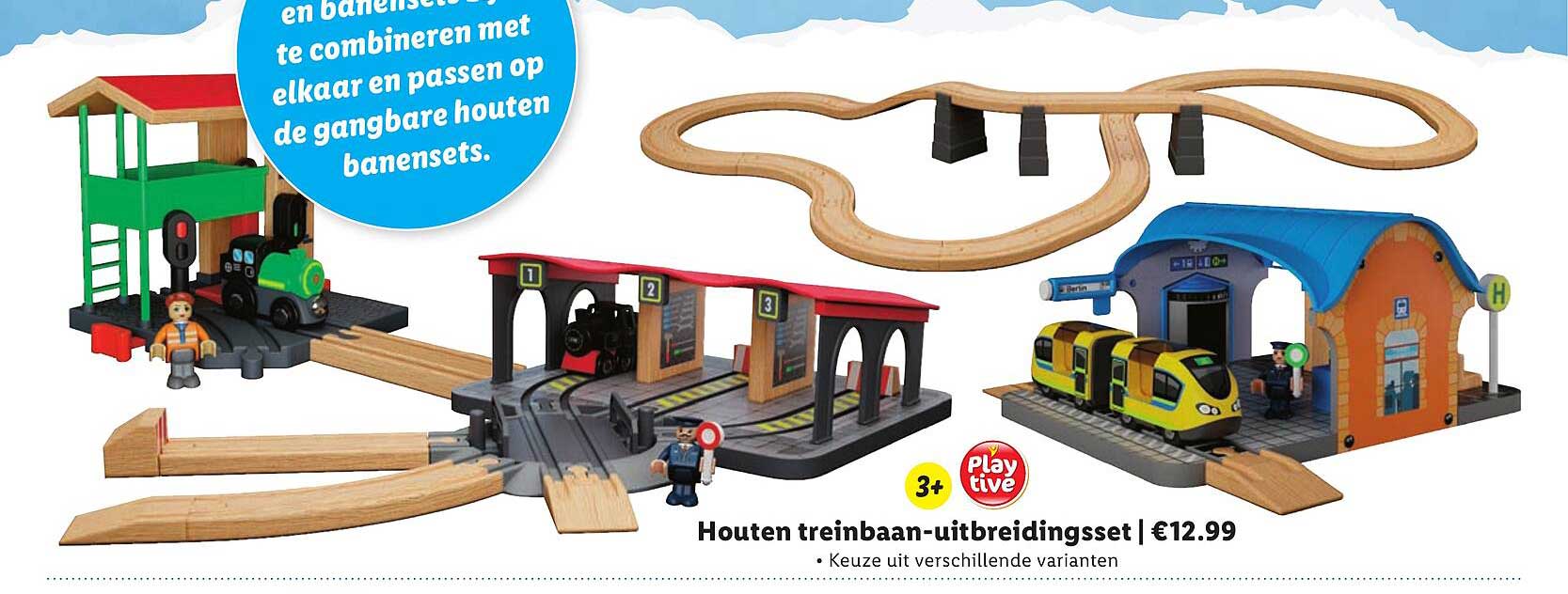 Houten treinenbaan-uitbreidingsset