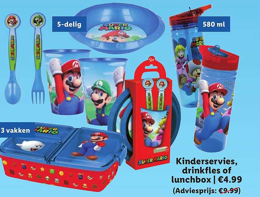 Kinderservies, drinkfles of lunchbox