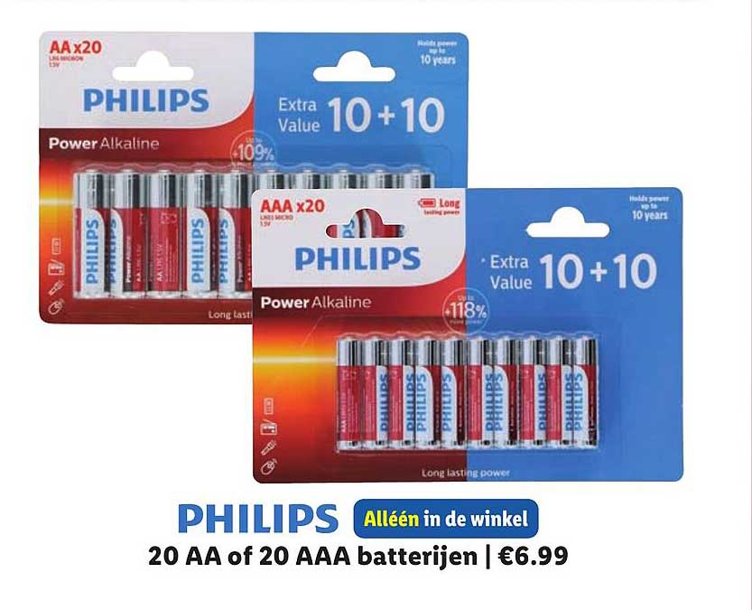 PHILIPS 20 AA of 20 AAA batterijen