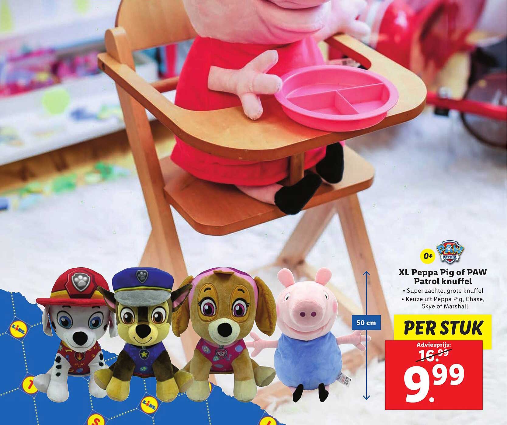 XL Peppa Pig of PAW Patrol knuffel