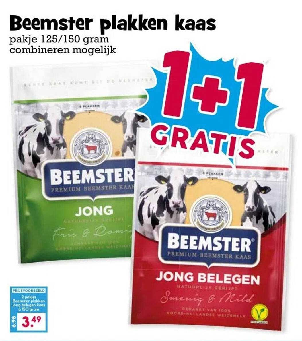 Beemster plakken kaas 1+1 GRATIS