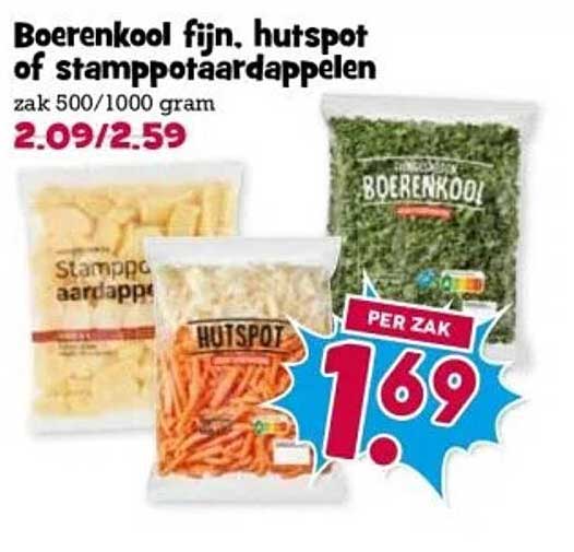 Boerenkool fijn, hutspot of stampotaardappelen