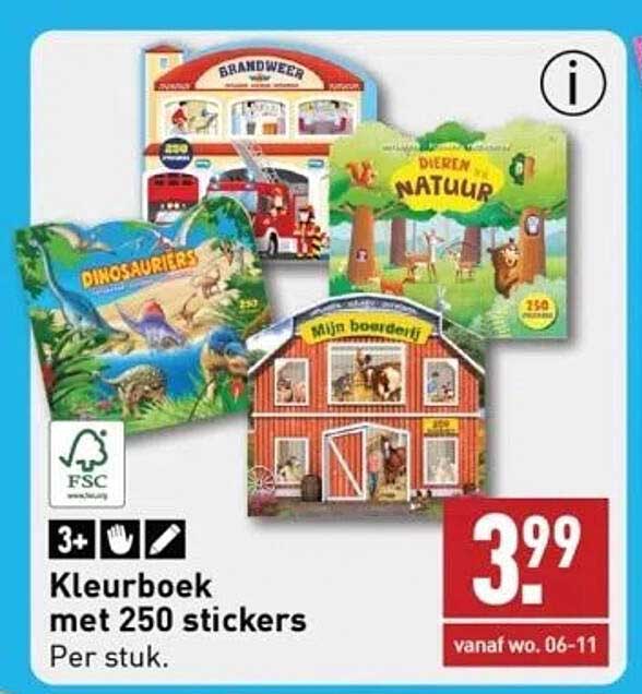 Kleurboek met 250 stickers