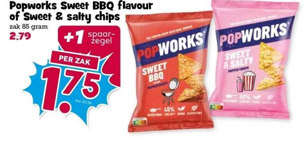 Popworks Sweet BBQ flavour of Sweet & salty chips