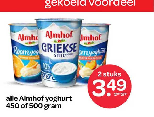 alle Almhof yoghurt 450 of 500 gram