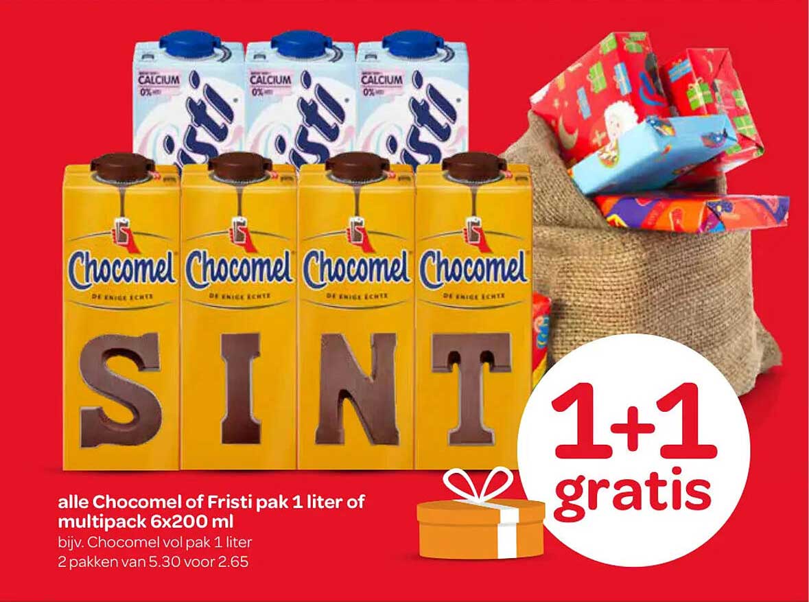 alle Chocomel of Fristi pak 1 liter of multipack 6x200 ml