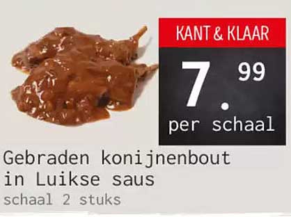 Gebraden konijnenbout in Luikse saus