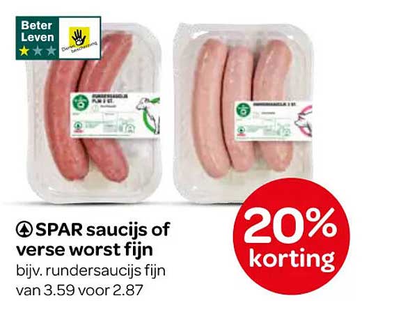 SPAR saucijs of verse worst fijn