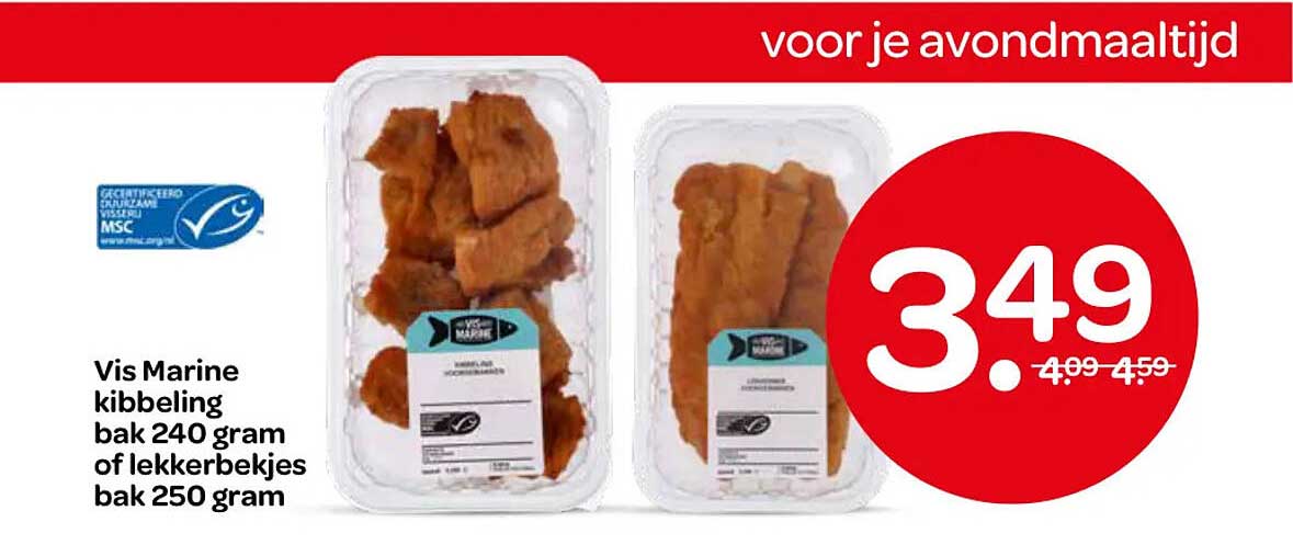 Vis Marine kibbeling bak 240 gram of lekkerbekjes bak 250 gram