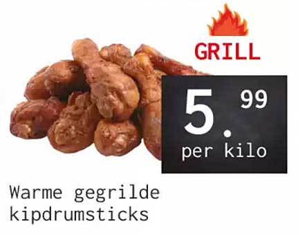 Warme gegrilde kipdrumsticks