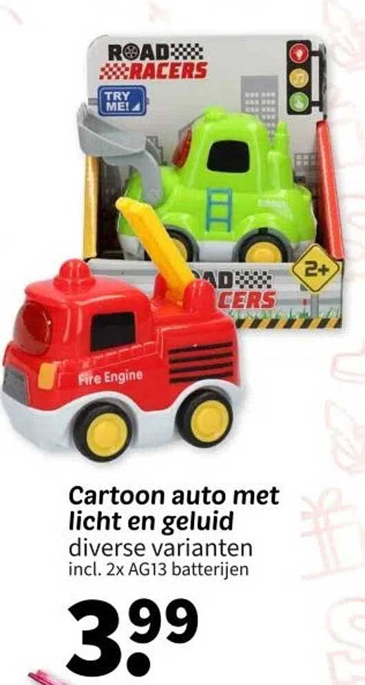 Cartoon auto met licht en geluid