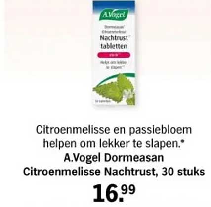 A.Vogel Dormeasan Citroenmelisse Nachtrust, 30 stuks