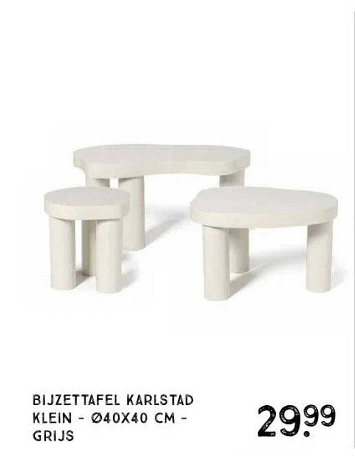 BIJZETTAFEL KARLSTAD KLEIN - Ø40X40 CM - GRIJS