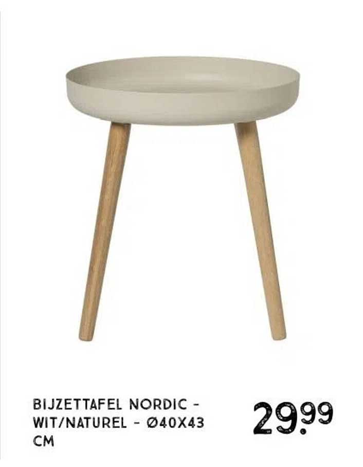 BIJZETTAFEL NORDIC - WIT/NATUREL