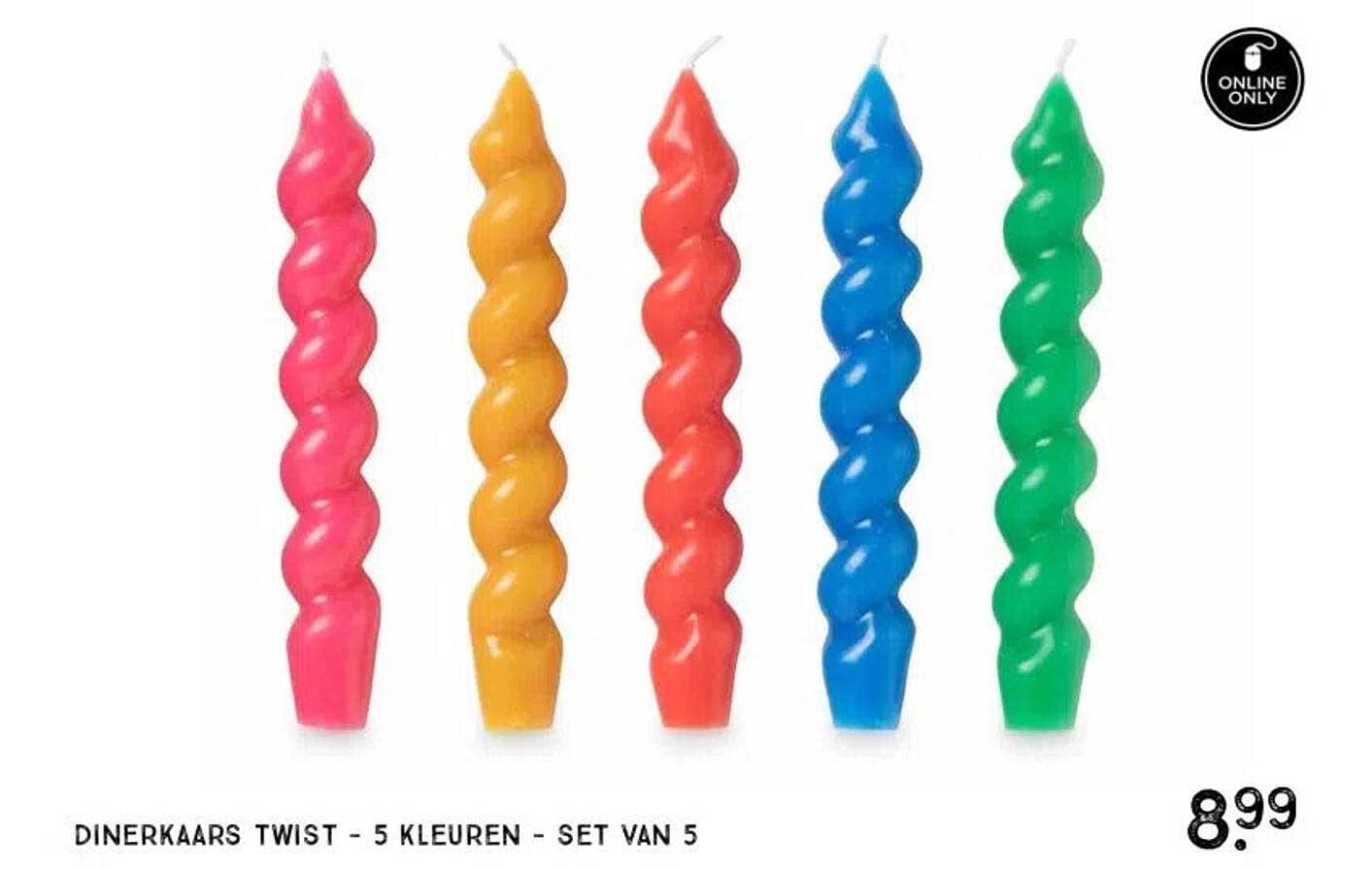 DINERKAARS TWIST - 5 KLEUREN - SET VAN 5