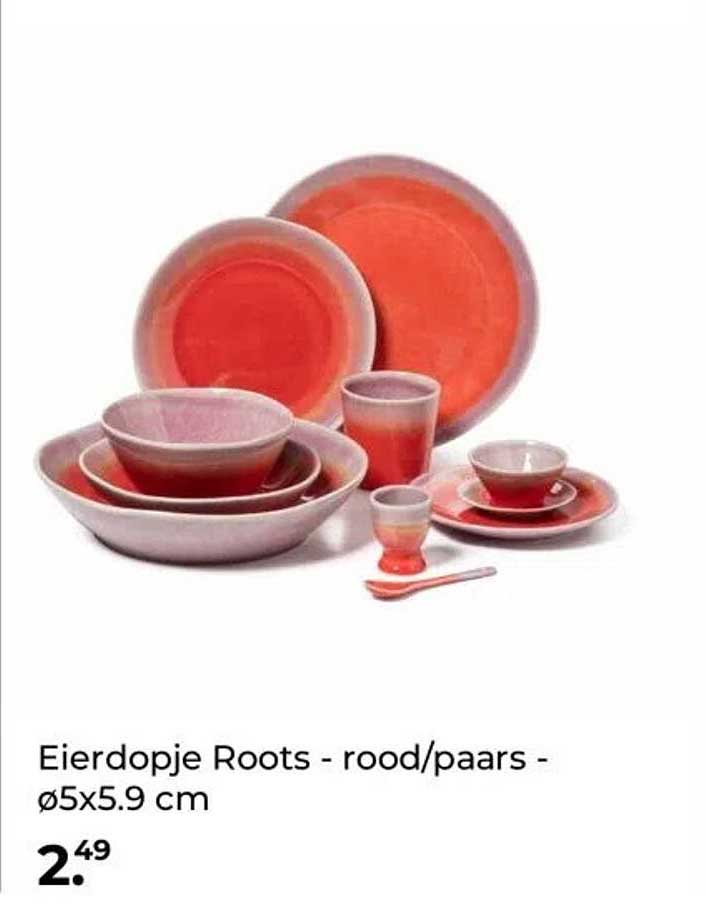 Eierdopje Roots - rood/paar - ø5x5.9 cm