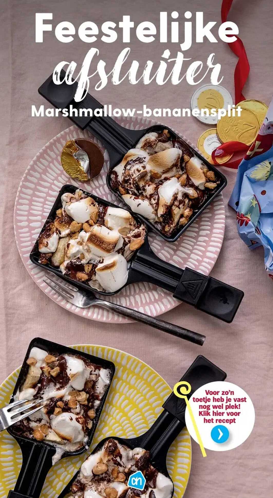 Feestelijke afsluiter Marshmallow-bananensplit