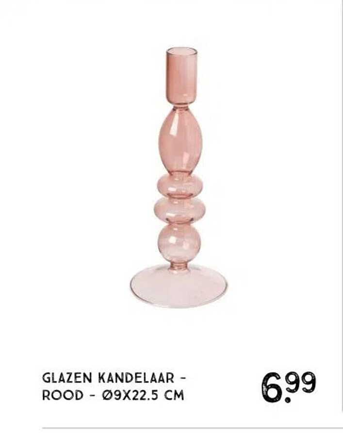 GLAZEN KANDELAAR - ROOD