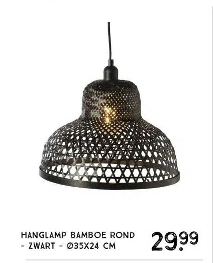 HANGLAMP BAMBOE ROND - ZWART