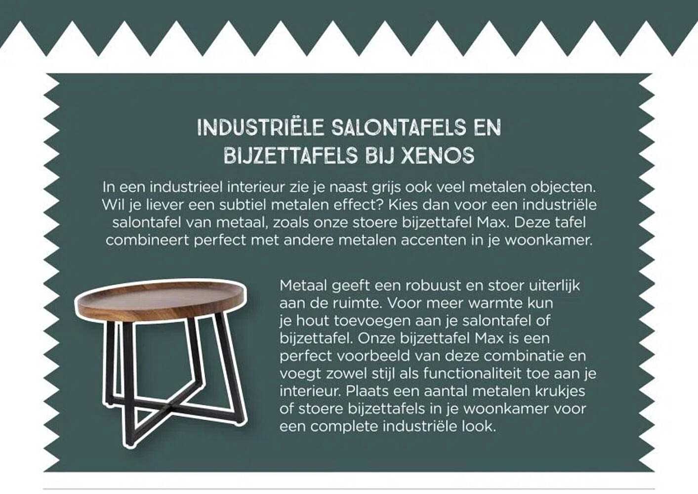 INDUSTRIËLE SALONTAFELS EN BIJZETTAFELS BIJ XENOS