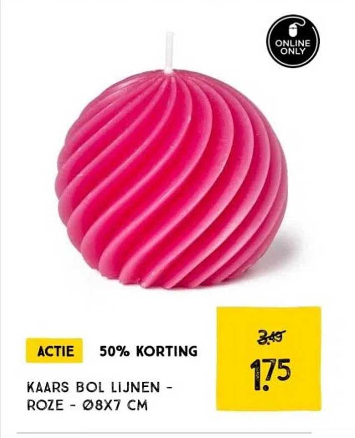 KAARS BOL LIJNEN - ROZE - Ø8X7 CM