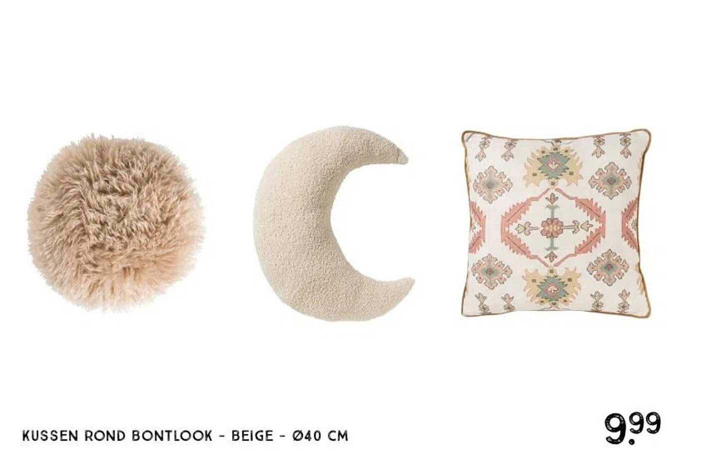 Kussen Rond Bontlook - Beige