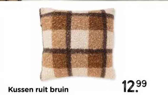 Kussen ruit bruin