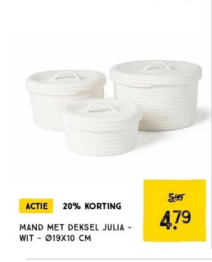 MAND MET DEKSEL JULIA - WIT - Ø19X10 CM