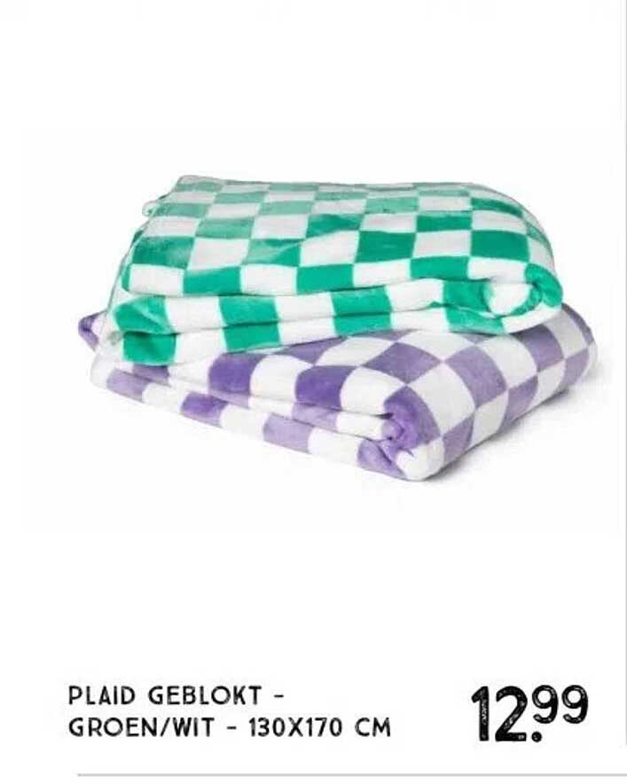 PLAID GEBLOKT - GROEN/WIT