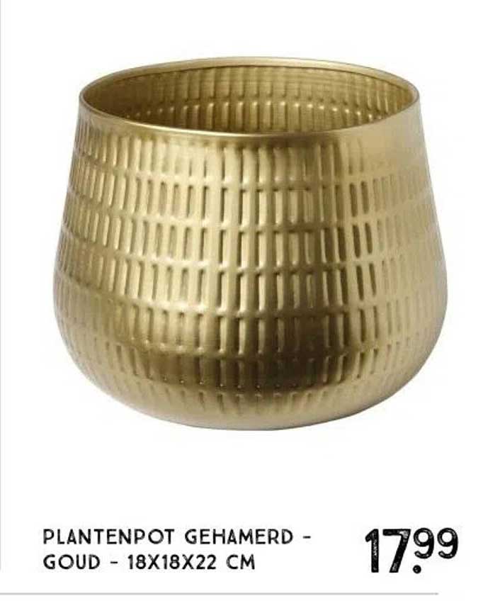 PLANTENPOT GEHAMERD - GOUD