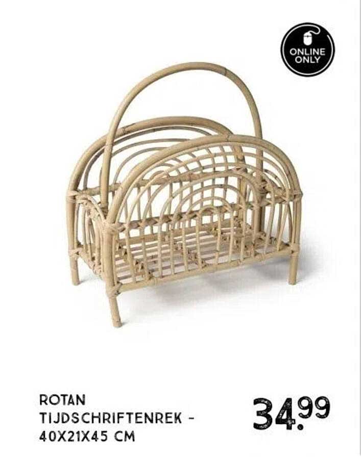 ROTAN TIJDSCHRIFTENREK - 40X21X45 CM