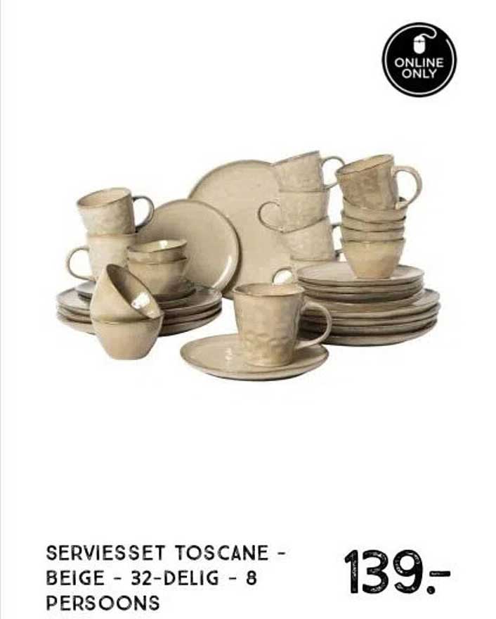 SERVIESSET TOSCANE - BEIGE - 32-DIG - 8 PERSONEN