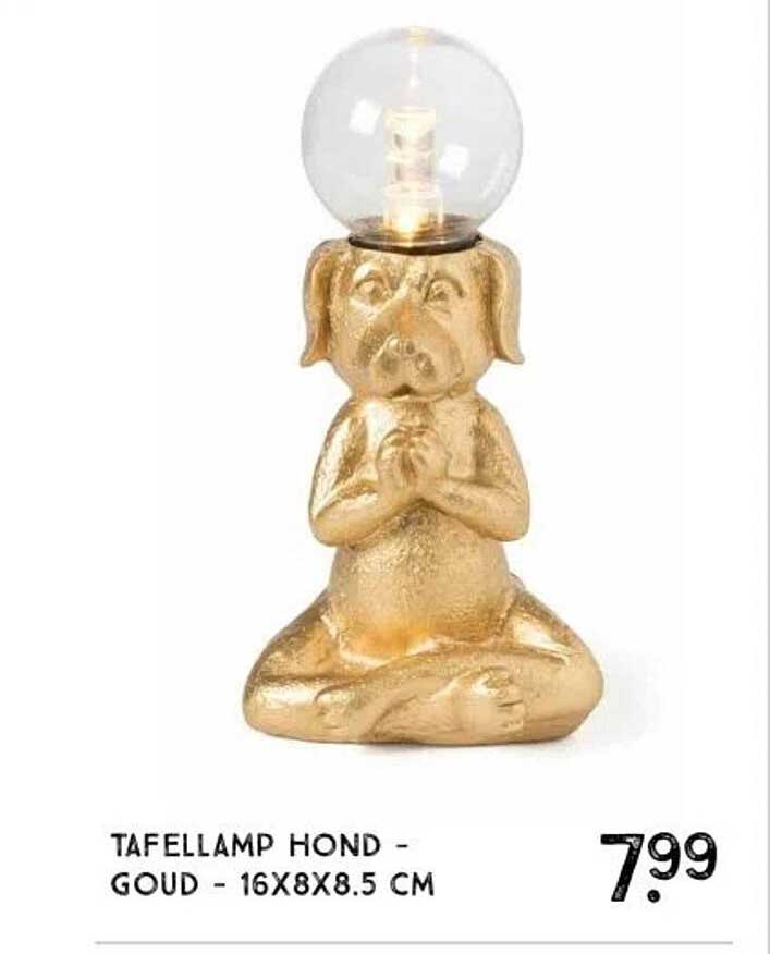 TAFELLAMP HOND - GOUD