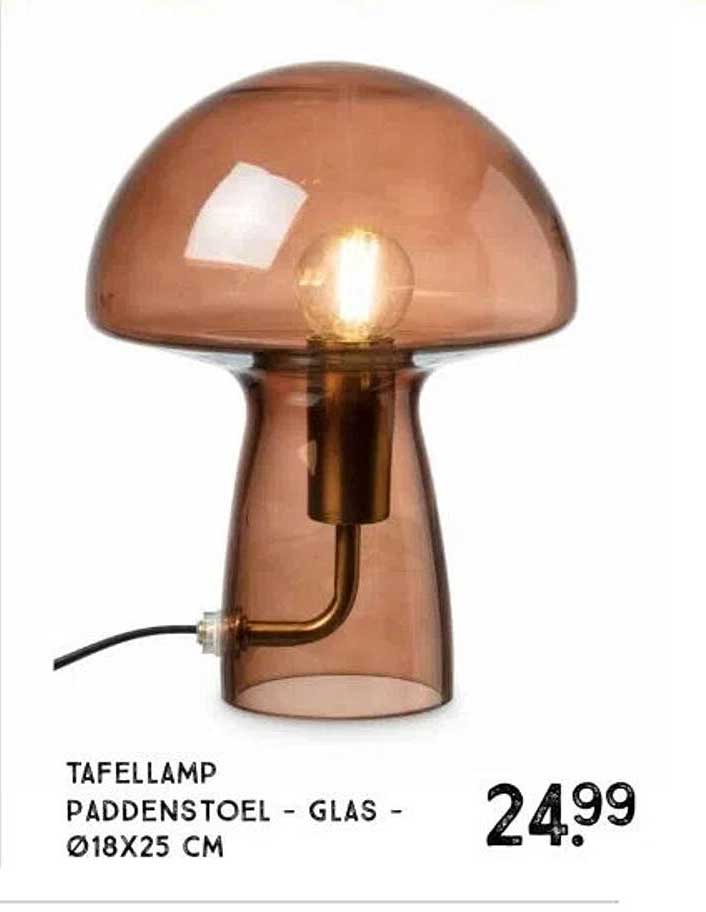 TAFELLAMP PADDENSTOEL - GLAS - Ø18X25 CM