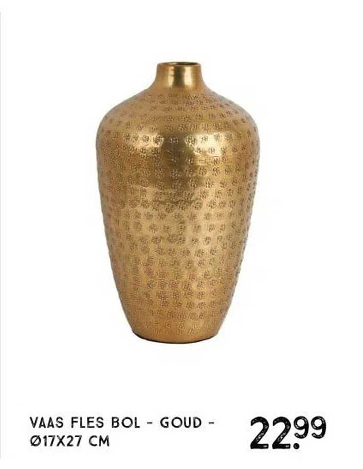 VAAS FLES BOL - GOUD - Ø17X27 CM