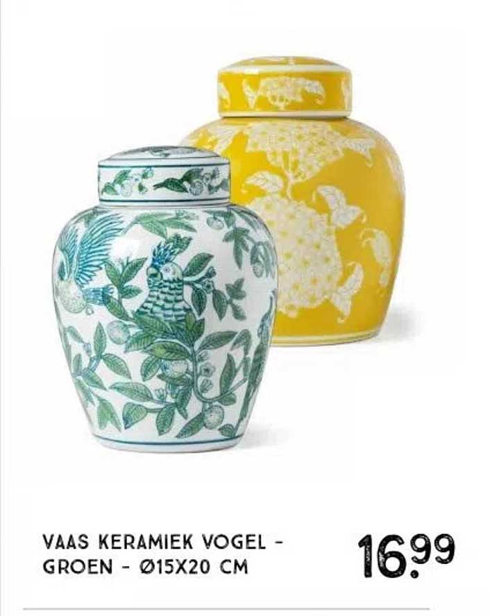 VAAS KERAMIEK VOGEL - GROEN