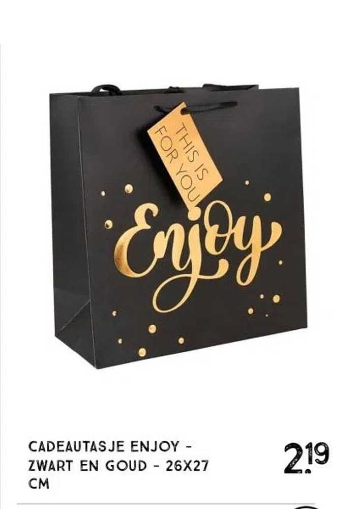 Cadeautasje Enjoy - Zwart en Goud