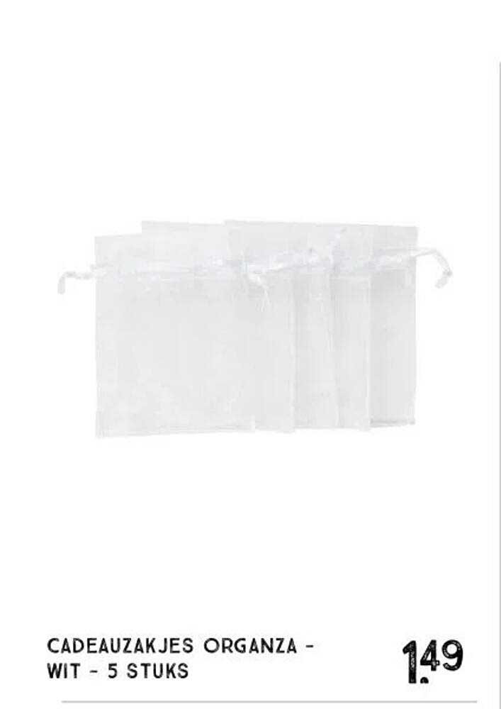 CADEAUZAKJES ORGANZA - WIT - 5 STUKS