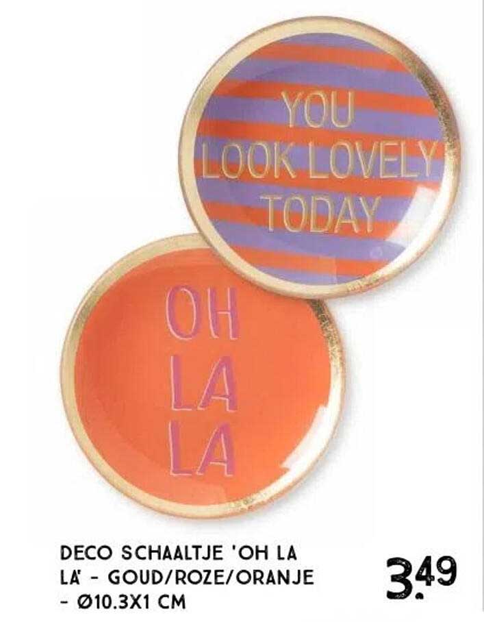 DECO SCHAALTJE 'OH LA LA' - GOUD/ROZE/ORANJE