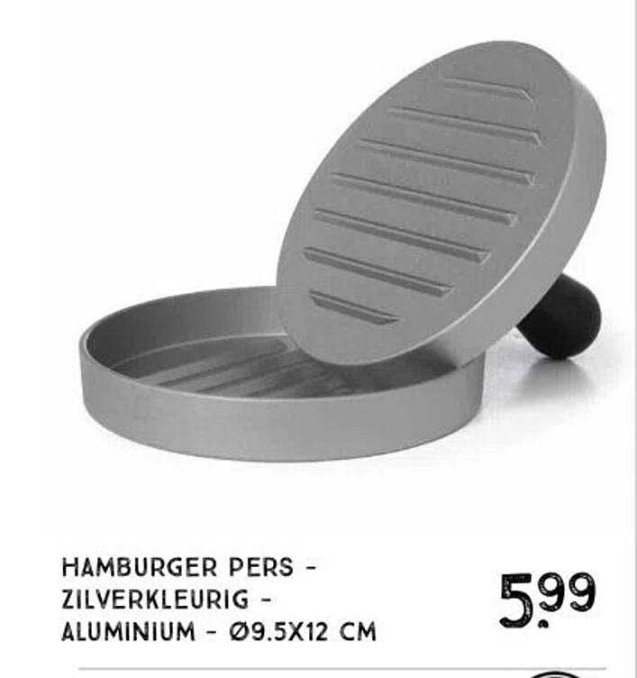 HAMBURGER PERS - ZILVERKLEURIG - ALUMINIUM