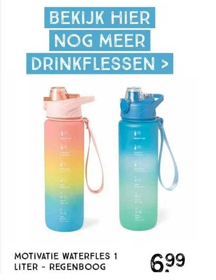 MOTIVATIE WATERFLES 1 LITER - REGENBOOG