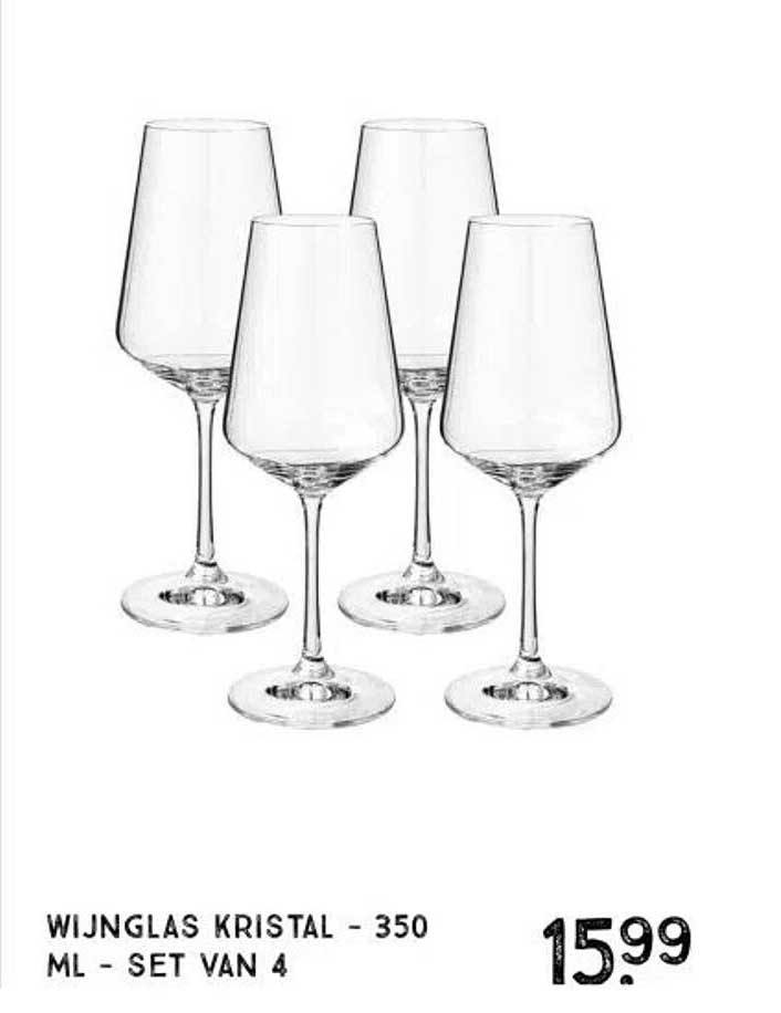 WIJNGLAS KRISTAL - 350 ML - SET VAN 4