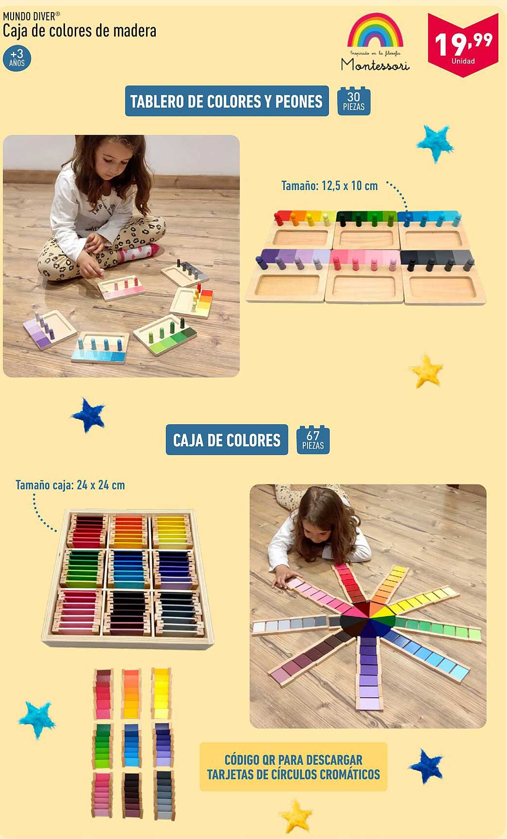 Caja de colores de madera