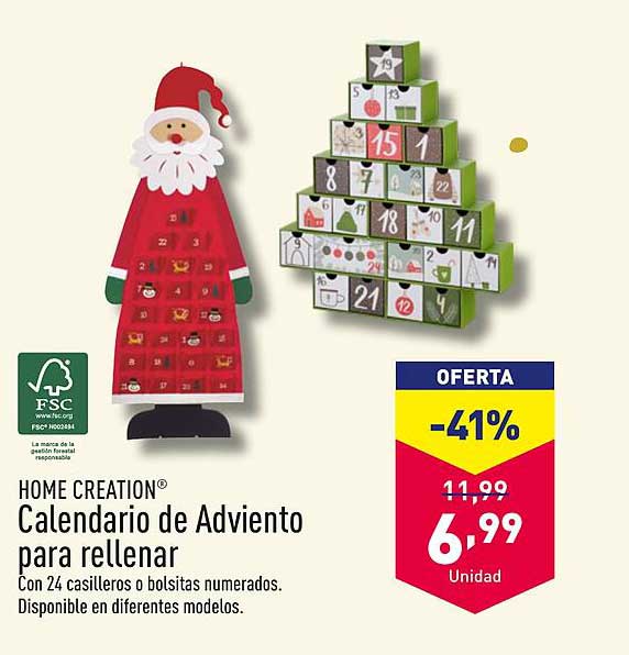 Calendario de Adviento para rellenar