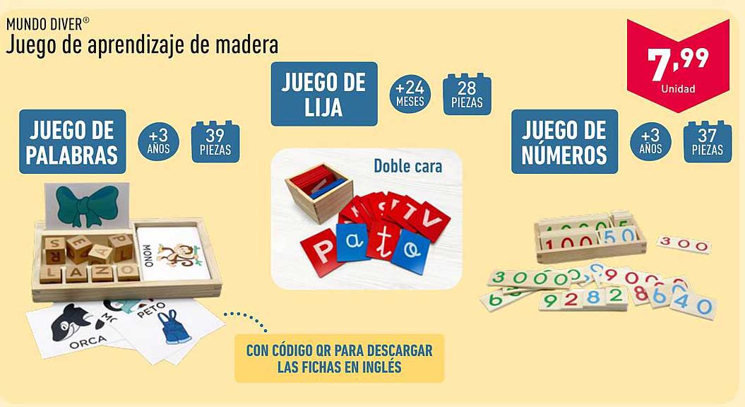 Juego de aprendizaje de madera