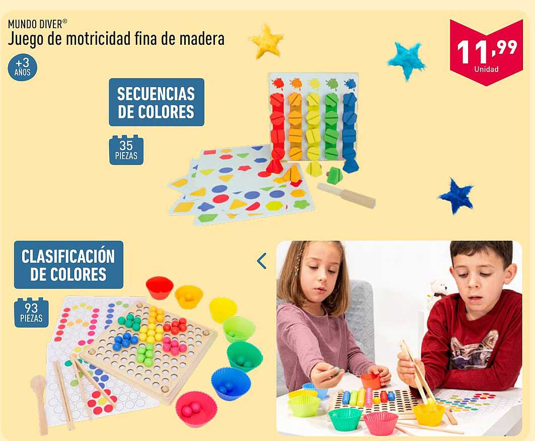 Juego de motricidad fina de madera