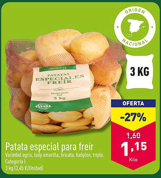 Patata especial para freír