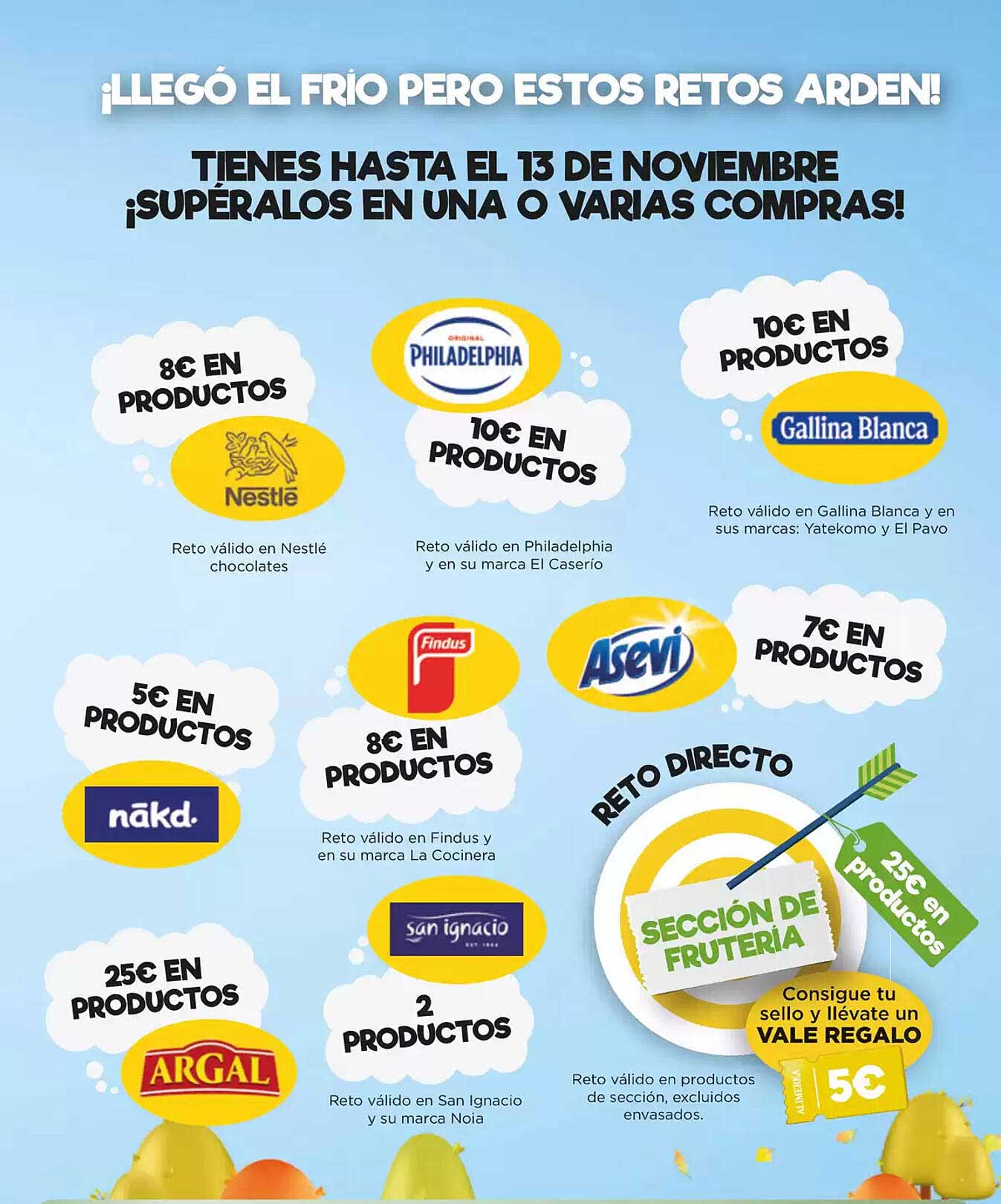 1. 8€ EN PRODUCTOS
2. 10€ EN PRODUCTOS
3. 10€ EN PRODUCTOS
4. 7€ EN PRODUCTOS
5. 5€ EN PRODUCTOS
6. 8€ EN PRODUCTOS
7. 25€ EN PRODUCTOS
8. 2 PRODUCTOS
9. RETO DIRECTO
10. 25€ EN PRODUCTOS